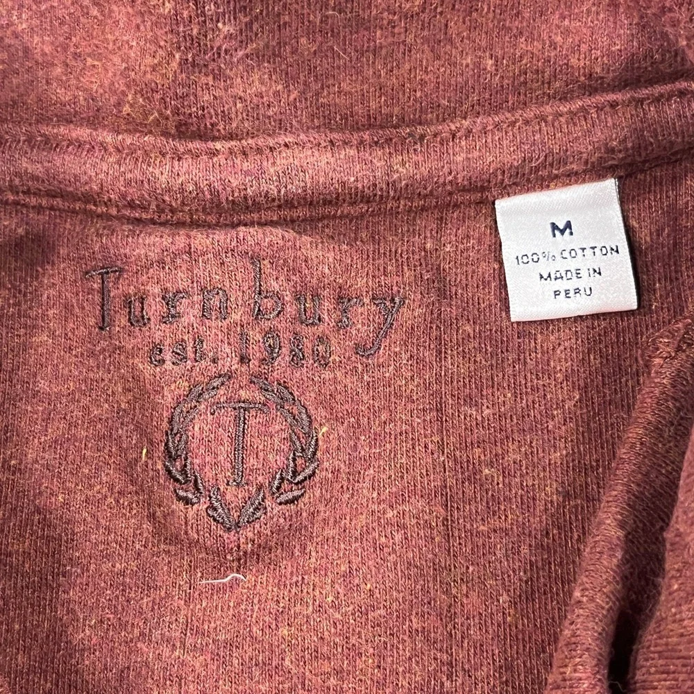 Turnbury Quarter Zip Pullover Mens Medium Burgundy Cotton Ribbed Mock Neck 7429